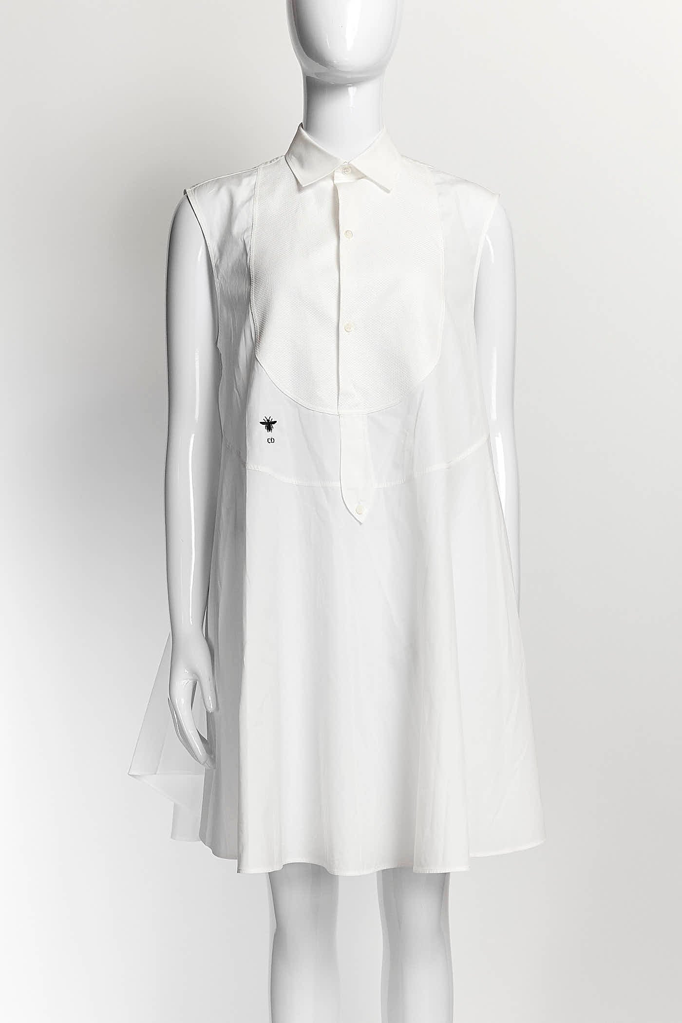 Christian Dior sleeveless cotton Dress with a logo white FR38
