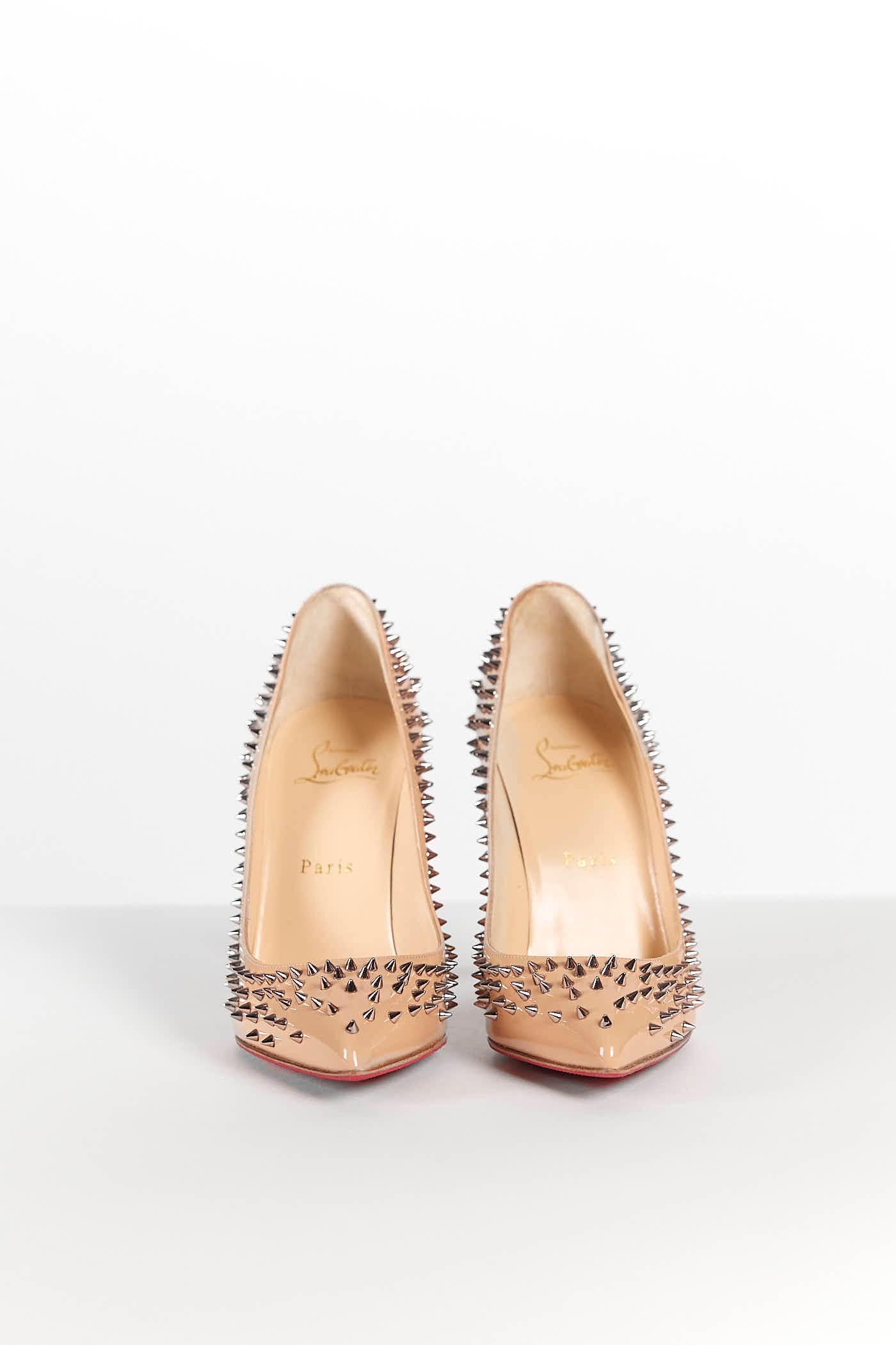 Christian Louboutin Nude Heel w/Spike Studs Heel 37.5
