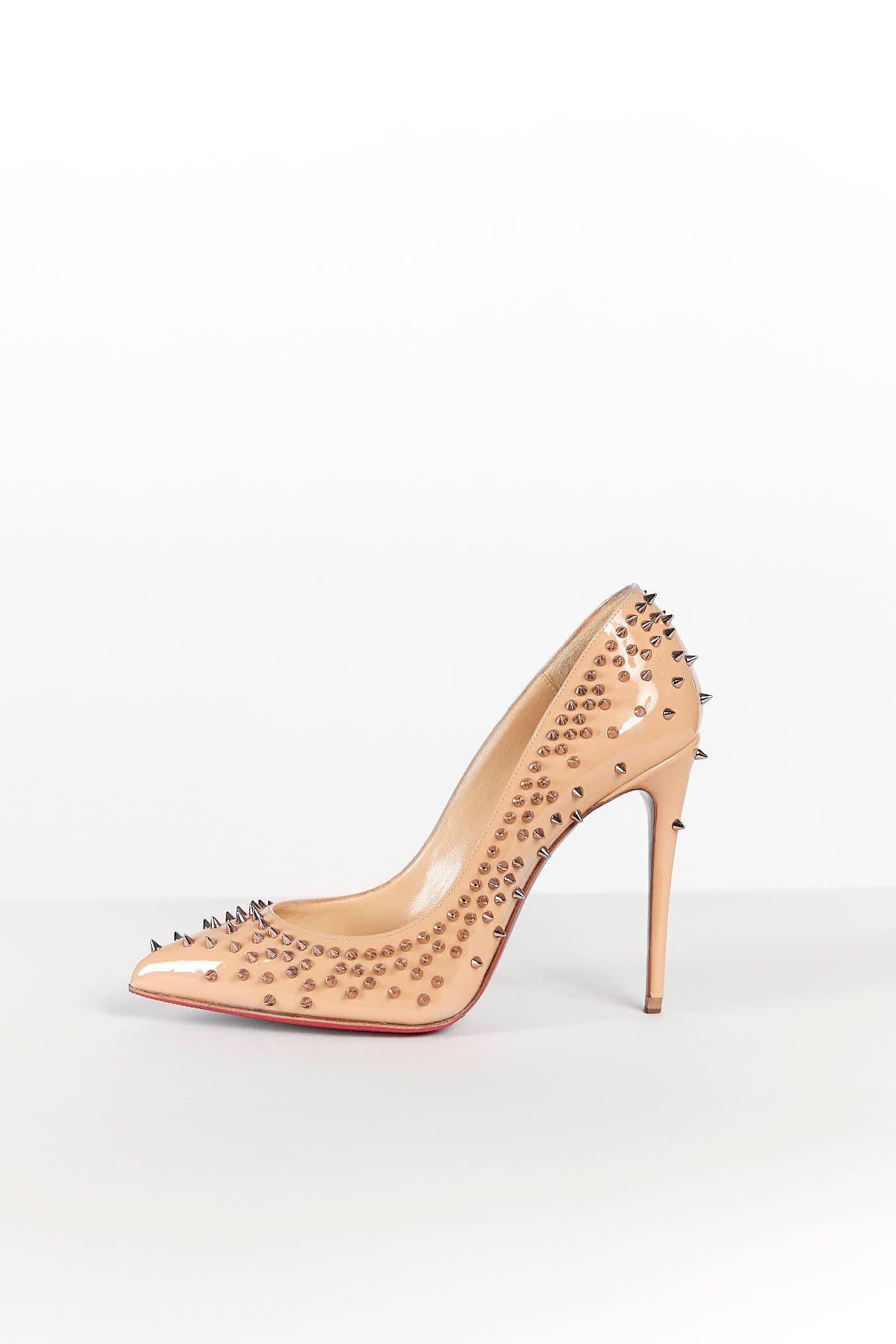 Christian Louboutin Nude Heel w/Spike Studs Heel 37.5