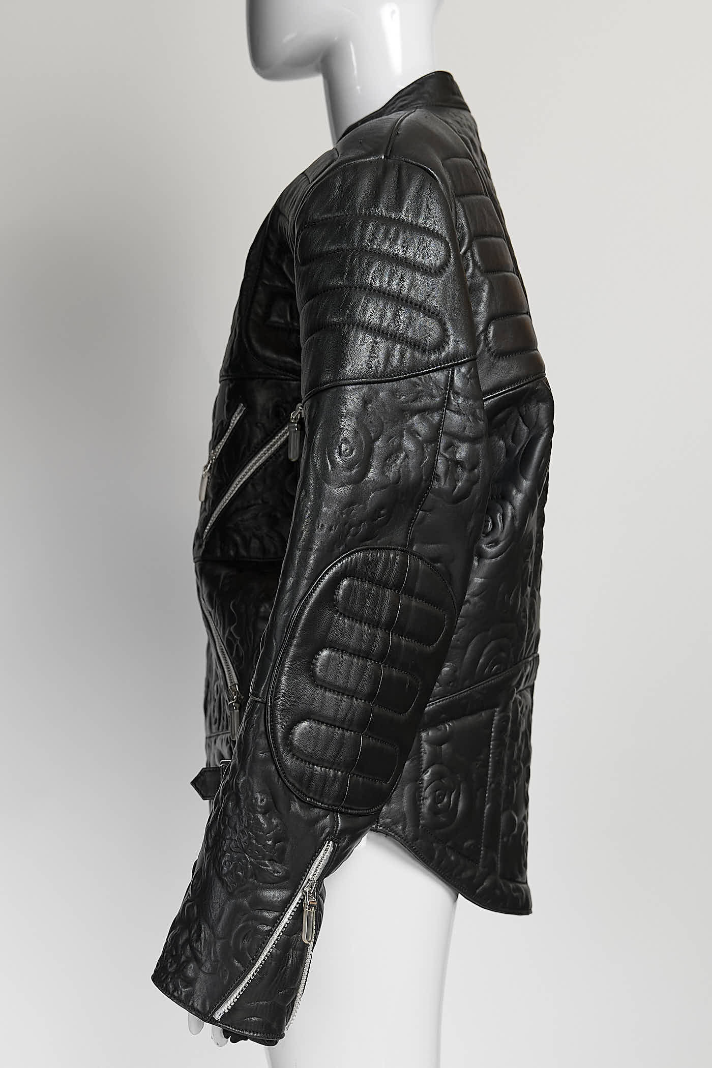 Christopher Kane Black Leather Biker Jacket UK12
