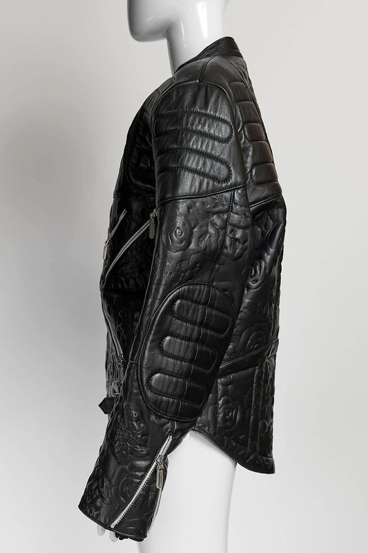 Christopher Kane Black Leather Biker Jacket UK12