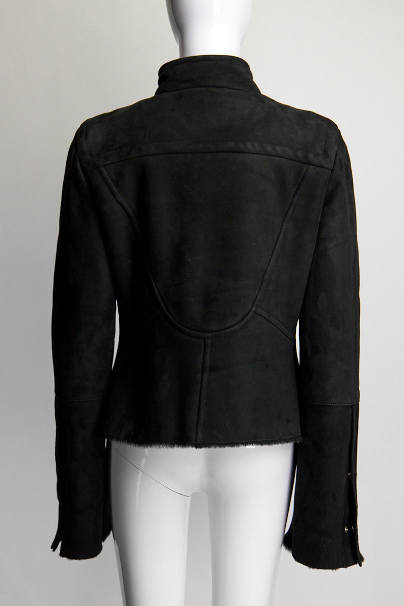 Gucci Suede Leather Jacket with Neck Buckle IT44 FR40