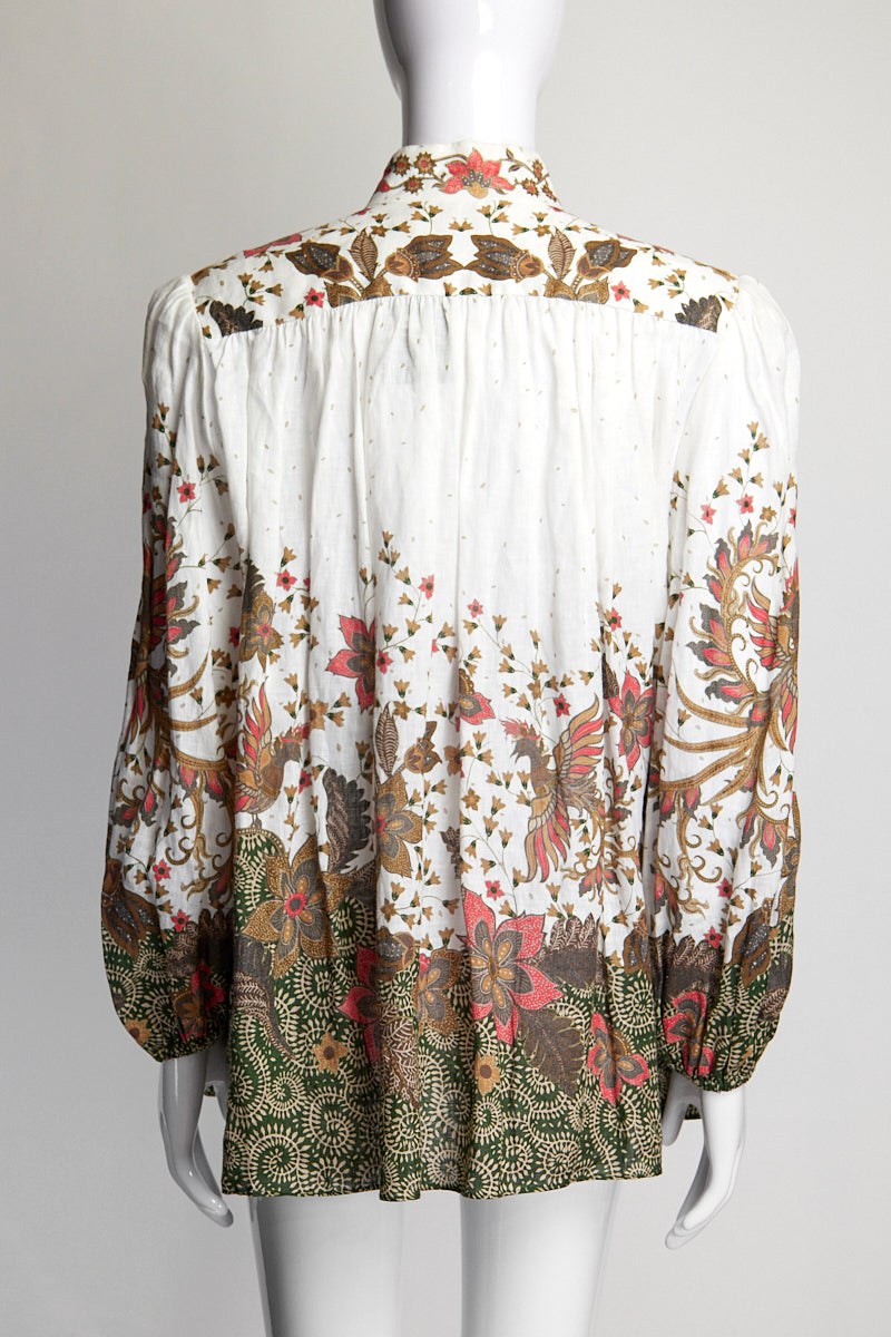 Zimmermann Floral Lined Button Up Blouse