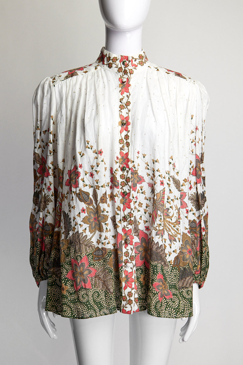 Zimmermann Floral Lined Button Up Blouse