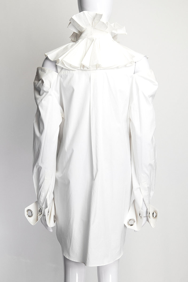 MONSE White Ruffled Blouse with Grommet Detail on Wrist US6