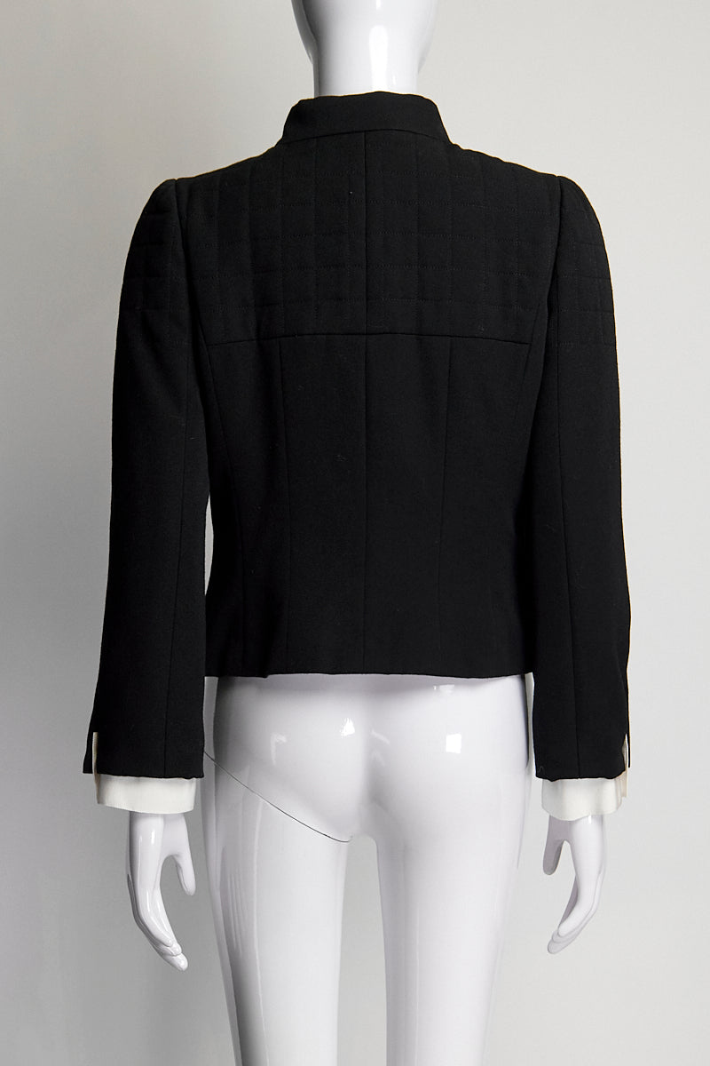 Chanel Black Crop Jacket with White Bow Detail FR36 IT40