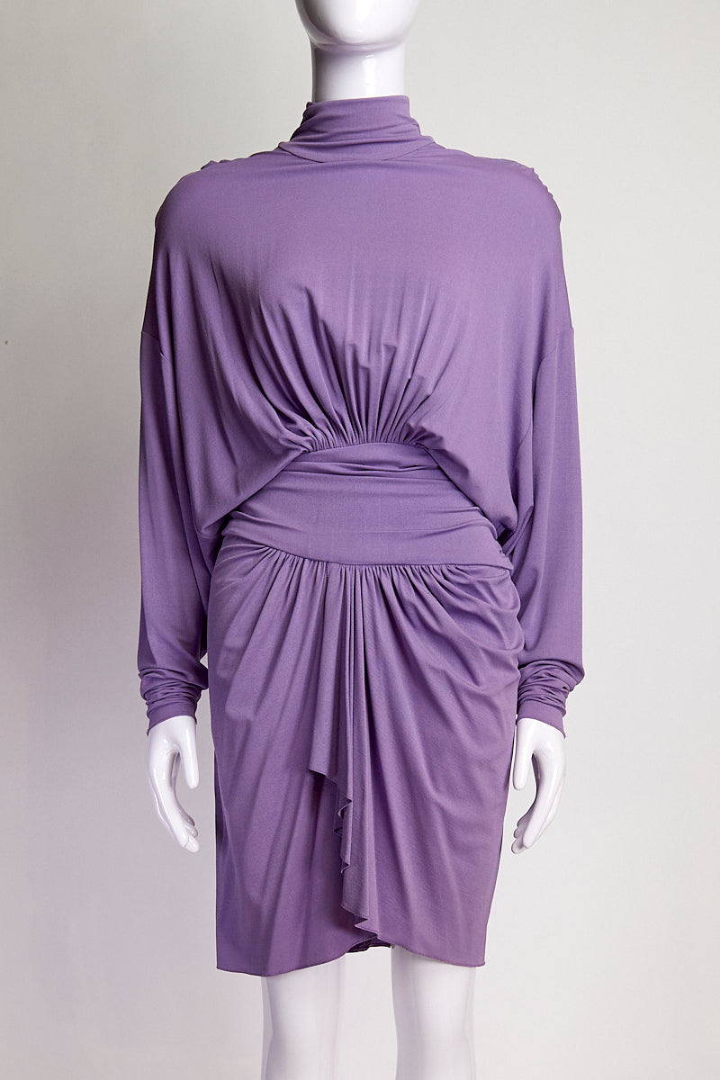 Alexandre Vauthier Purple Turtleneck Midi Dress US 6