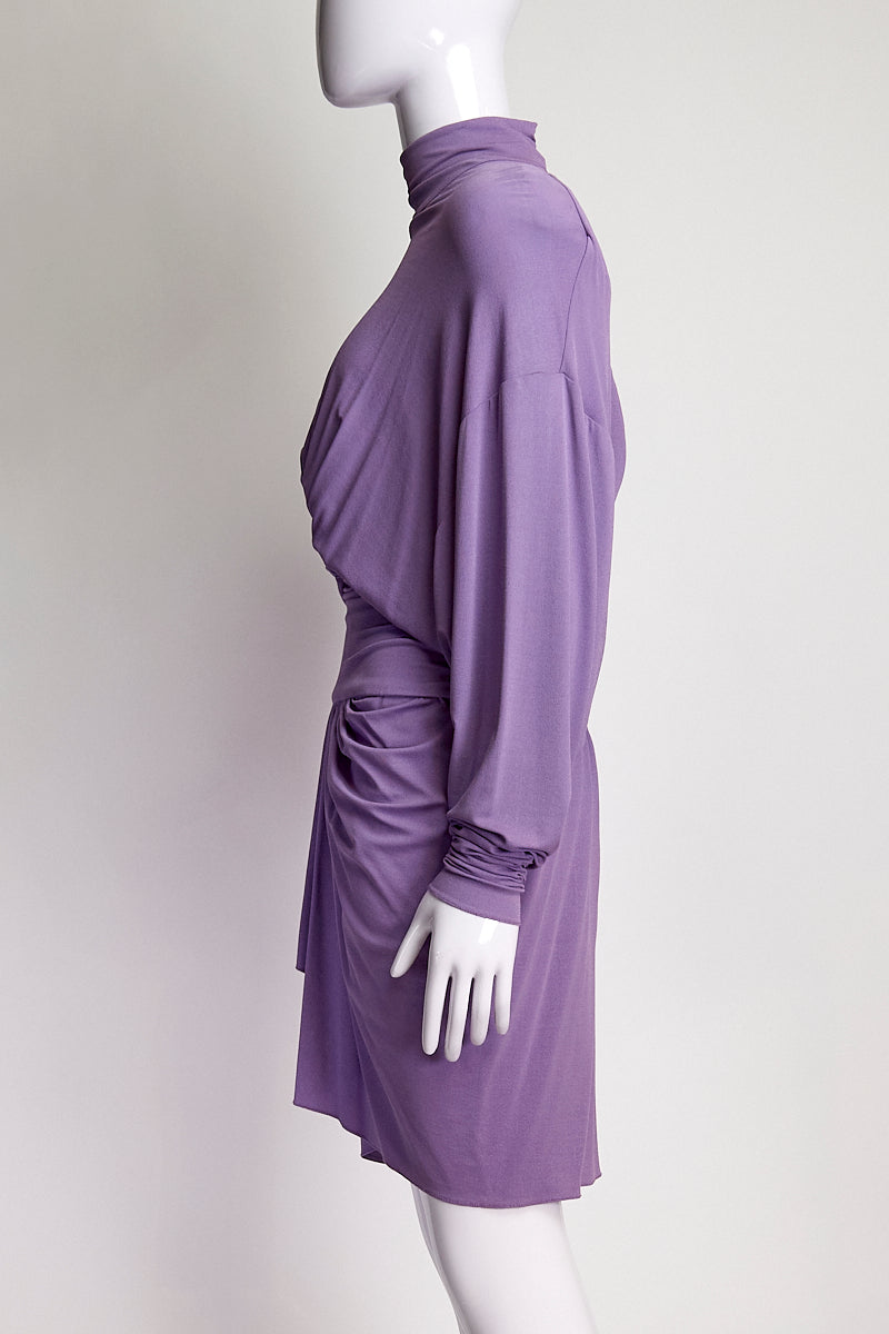 Alexandre Vauthier Purple Turtleneck Midi Dress US 6