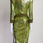 Zhivago Green Sequin Wrap Dress with Shoulder Pads US4