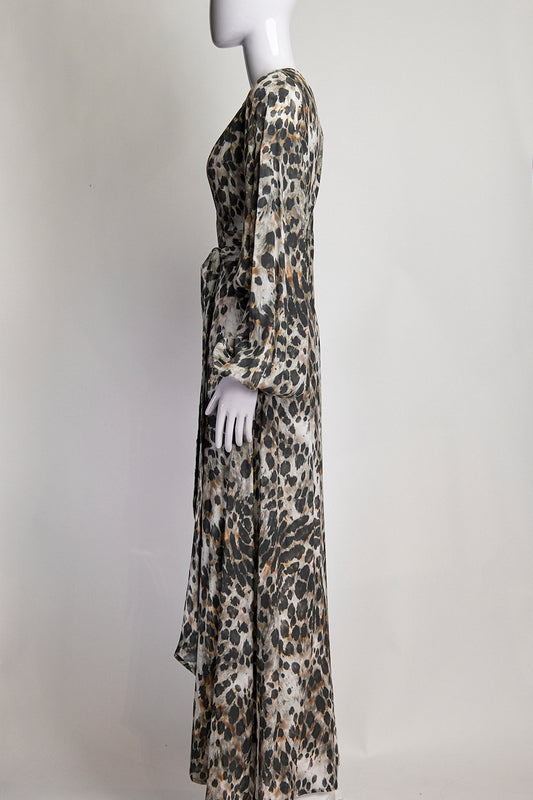 Smythe Animal Print Wrap Dress S