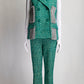 Prada Two-Piece Wool Blend Green Suit with Mink Trim IT42 FR38