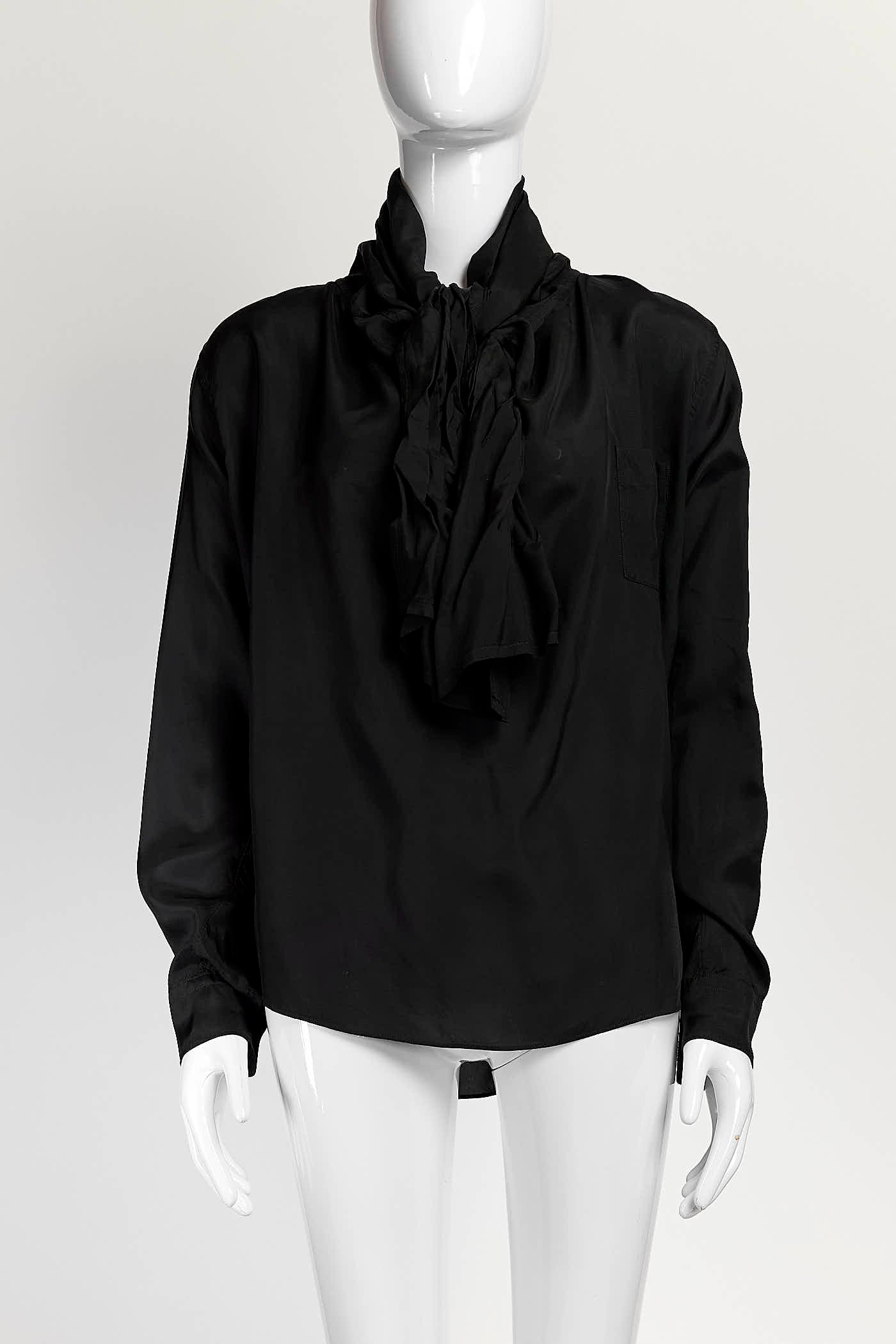 Comme Des Garcons Black Blouse with Tie S