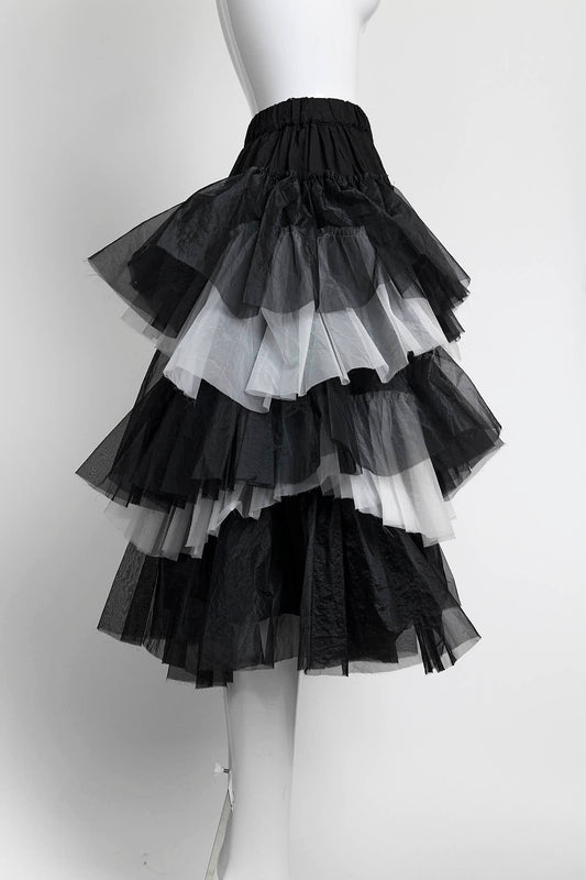 Comme Des GarçonsBlack/White Mesh Ruffles Skirt M