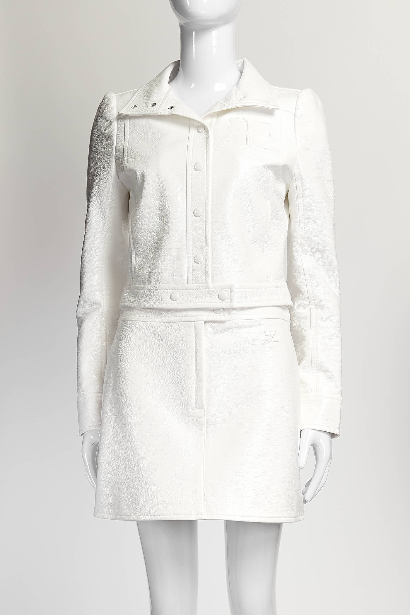 Courrèges A-line mini Cream skirt/Jacket 36