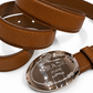 prada 2010 skinny brown belt with silver logo buckle - size 90