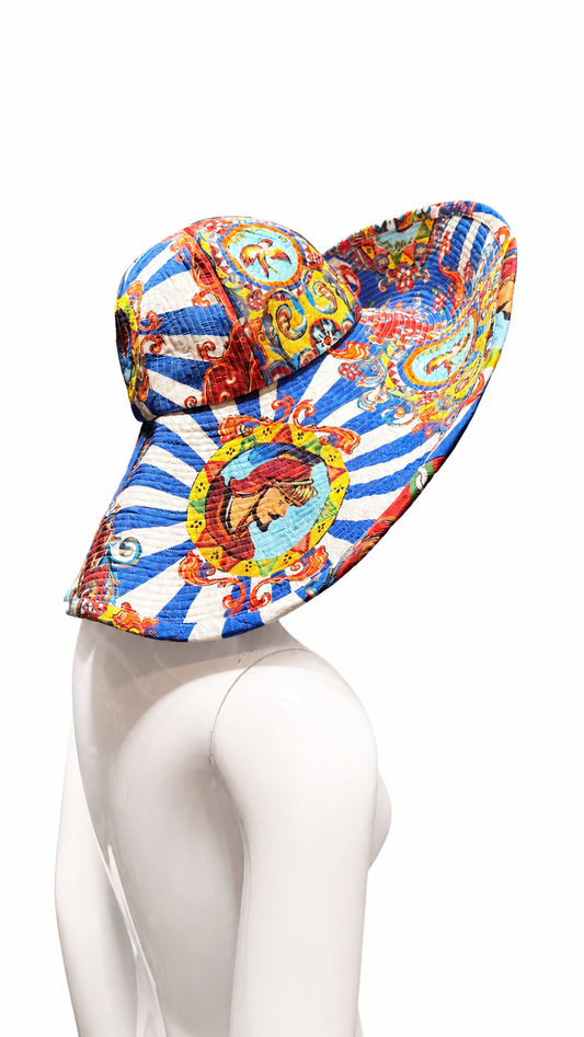 Dolce and Gabbana 2016 Carretto siciliano wide-brim hat w/tags