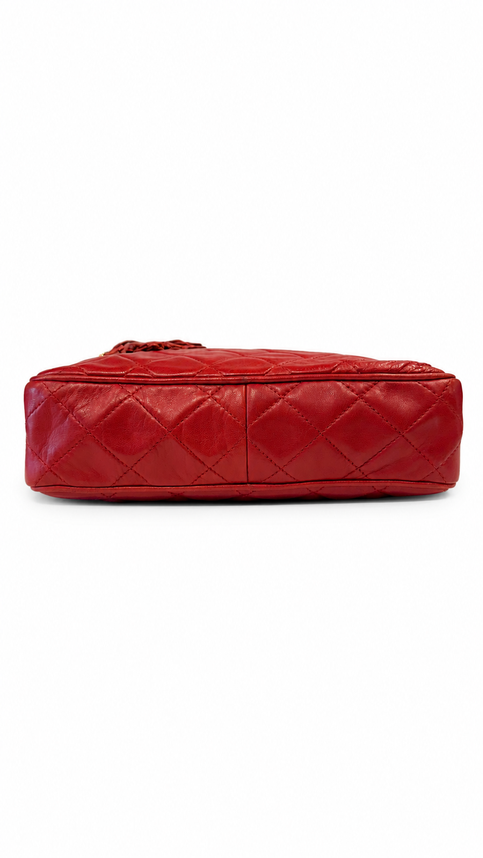 CHANEL RED QUILTED LEATHER VINTAGE CAMERA BAG