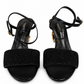 DOLCE AND GABBANA KEIRA BAROQUE DG LEATHER SANDALS - SIZE 38.5