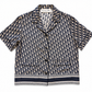 DIOR CHEZ MOI BLUE OBLIQUE SILK SHORT SLEEVED SHIRT - SIZE 4