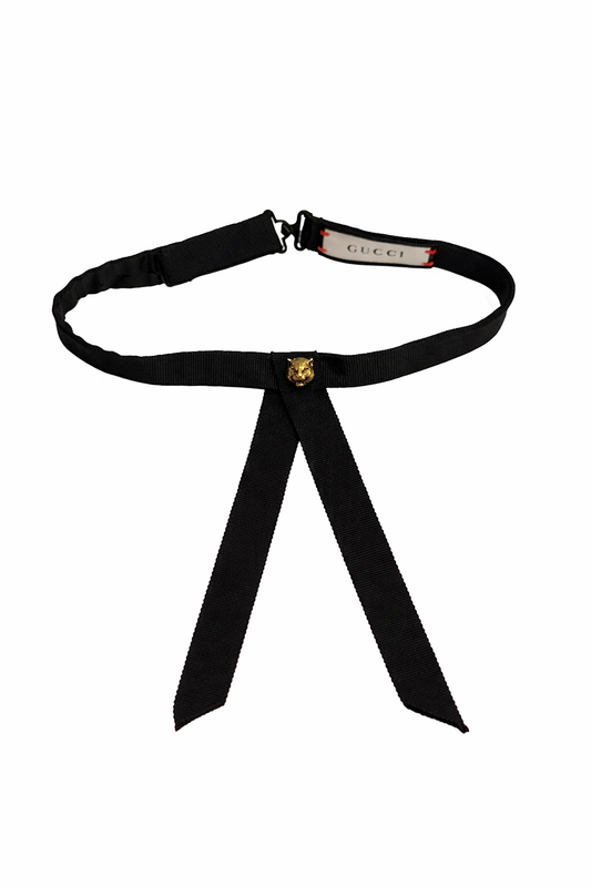 GUCCI BLACK GROSGRAIN NECK BOW TIE