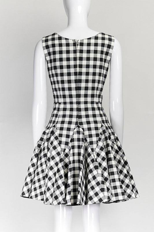 DOLCE AND GABBANA BLACK AND WHITE GINGHAM DRESS IT40