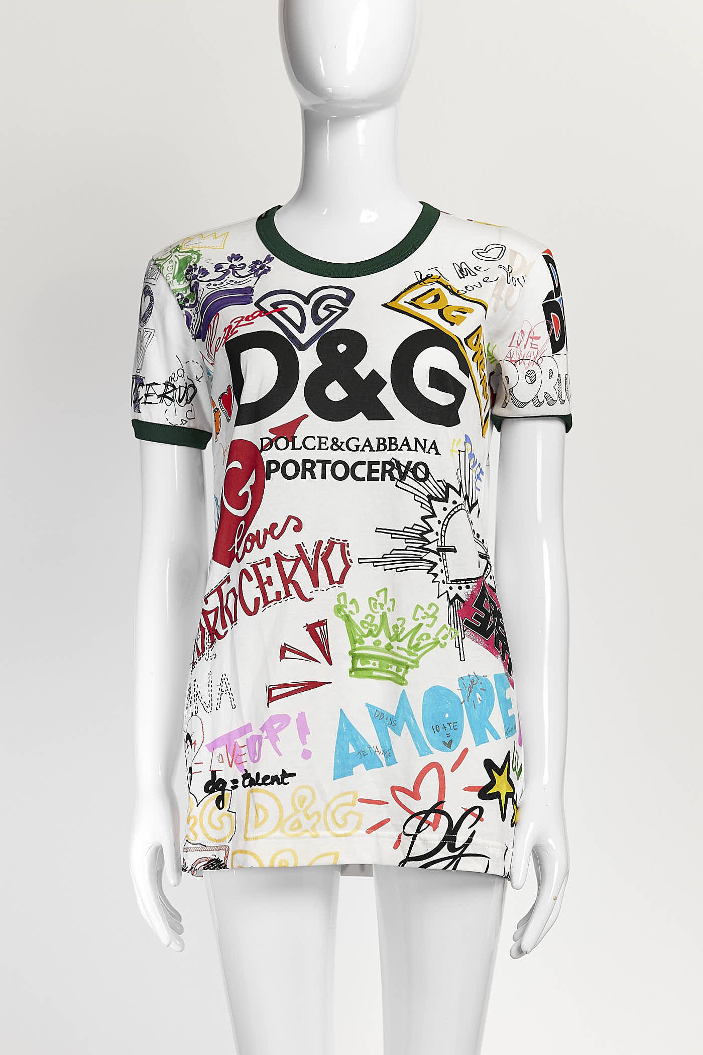 DOLCE & GABBANA Logo Print Crew Neck T-shirt In White 36