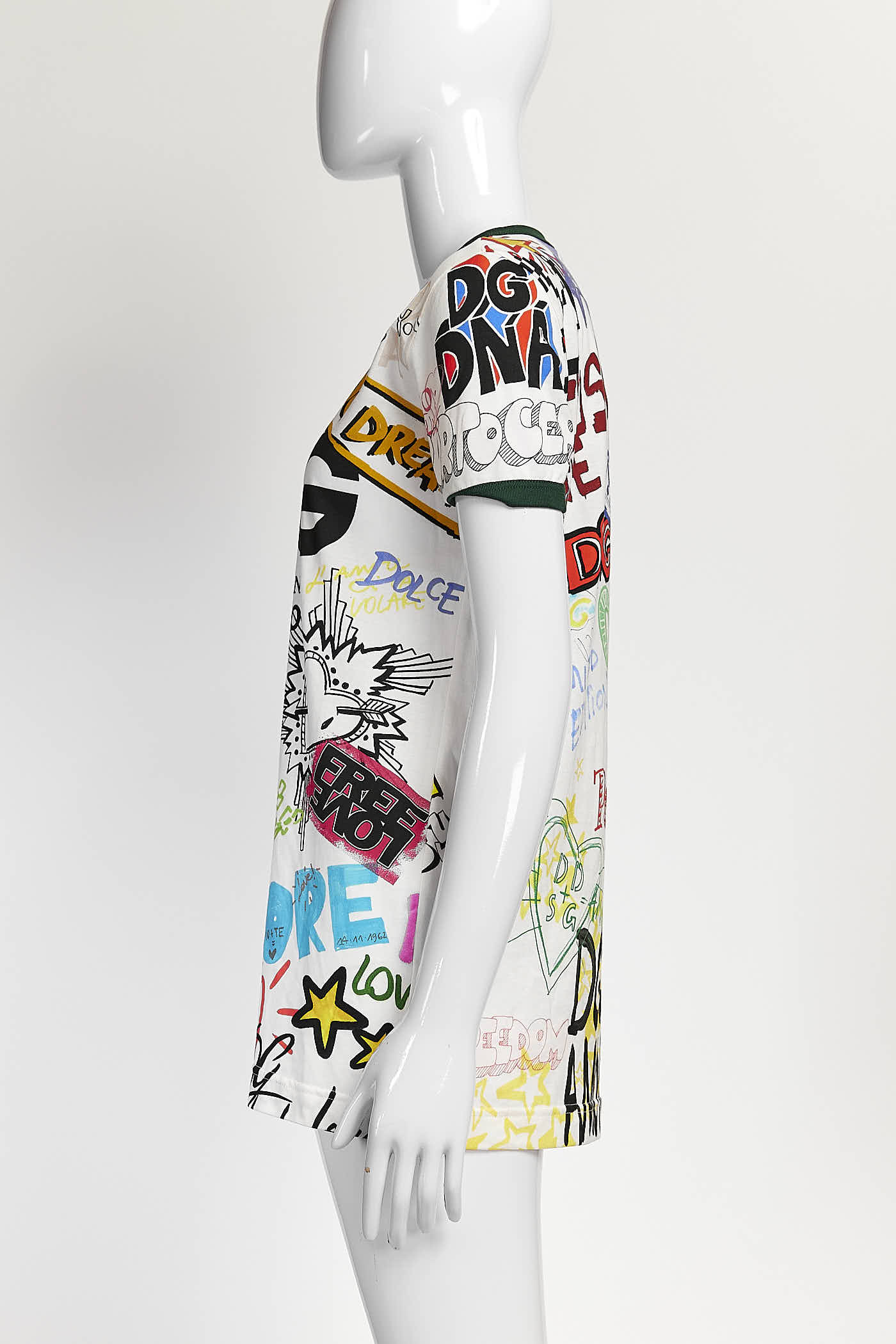 DOLCE & GABBANA Logo Print Crew Neck T-shirt In White 36