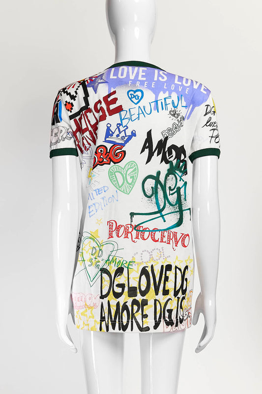 DOLCE & GABBANA Logo Print Crew Neck T-shirt In White 36