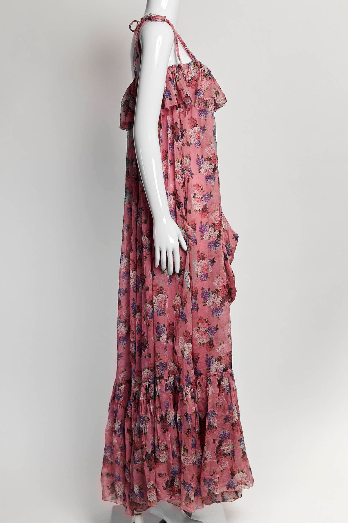 D&G Dolce & Gabbana Pink Floral Silk Dress 40