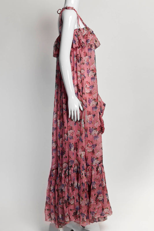 D&G Dolce & Gabbana Pink Floral Silk Dress 40