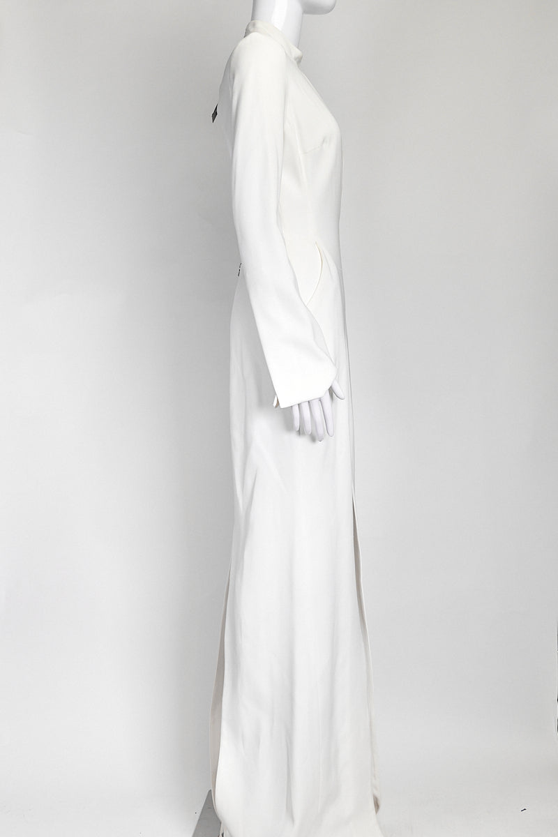 David Koma V-cut Long Sleeves White Gown US 8