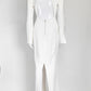 David Koma V-cut Long Sleeves White Gown US 8