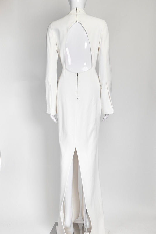 David Koma V-cut Long Sleeves White Gown US 8