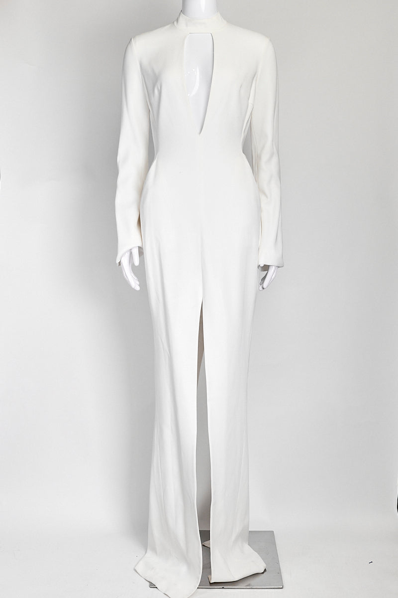 David Koma V-cut Long Sleeves White Gown US 8