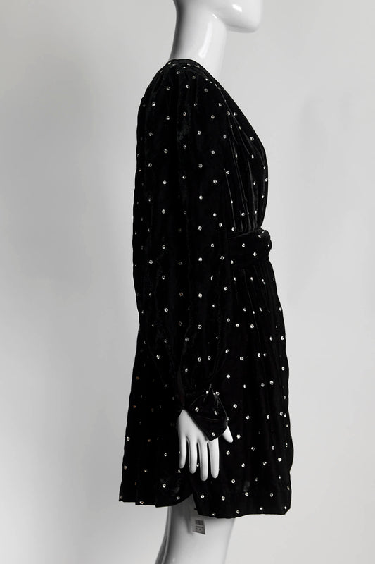 Dodo Baror Black Velvet Mini Dress IT 40