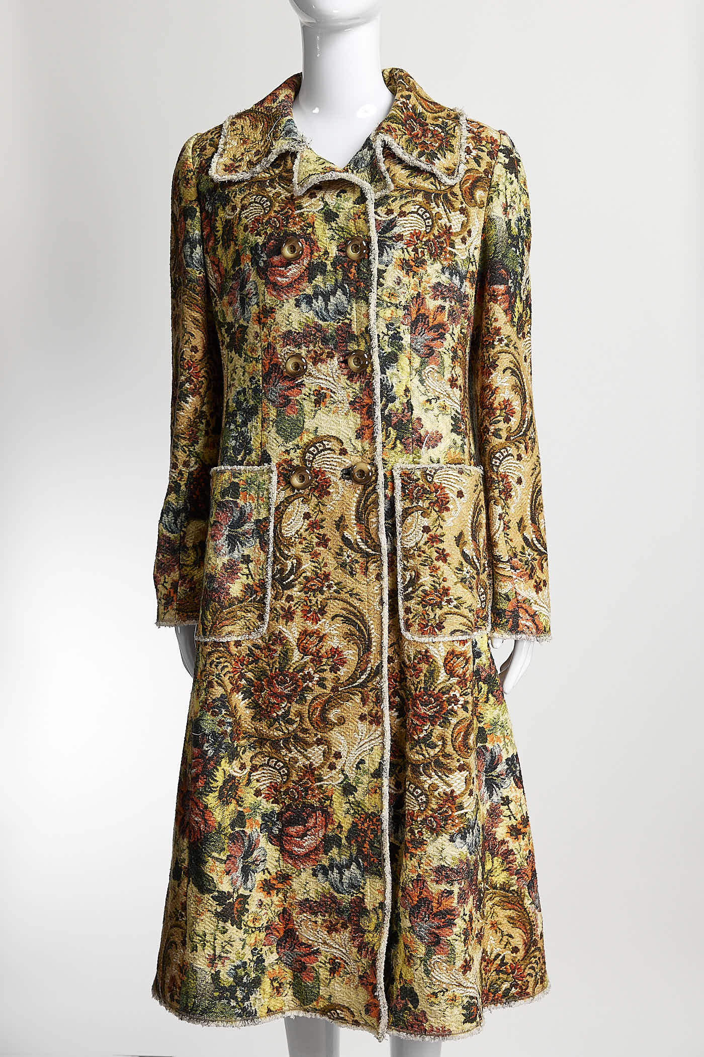 Dolce & Gabbana Baroque Tapestry Floral Print Coat 44