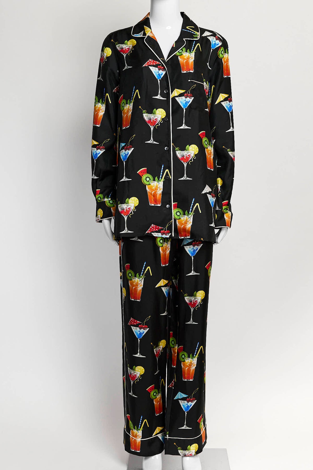 Dolce & Gabbana Black Cocktail-print Set Blouse and Pant 38