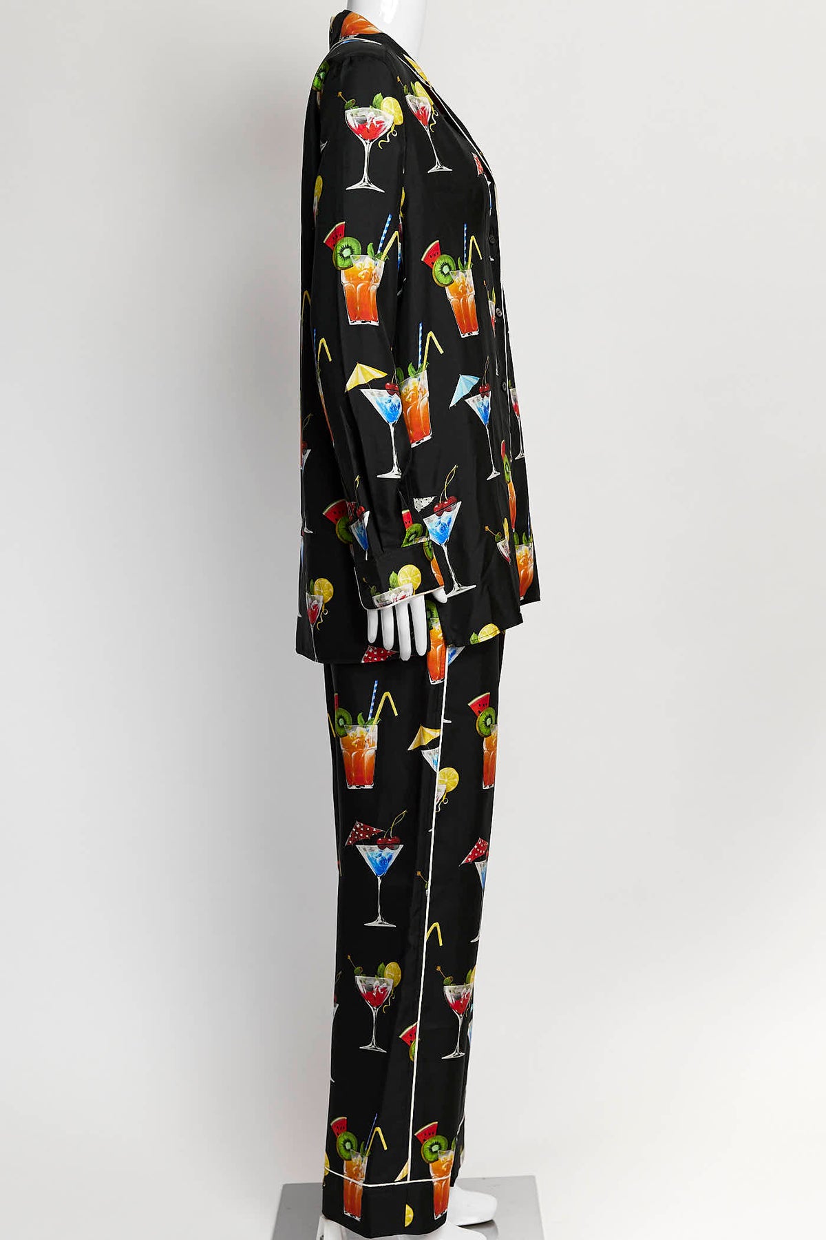 Dolce & Gabbana Black Cocktail-print Set Blouse and Pant 38
