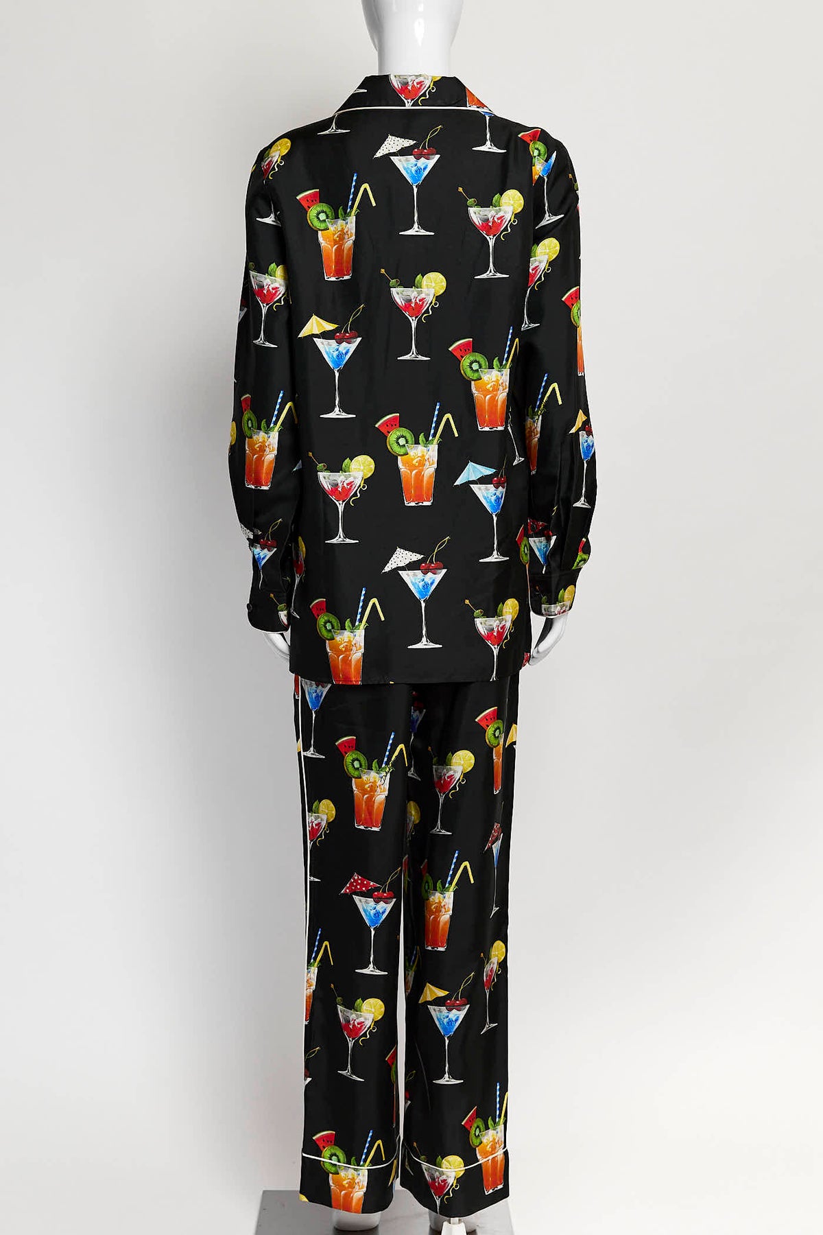 Dolce & Gabbana Black Cocktail-print Set Blouse and Pant 38