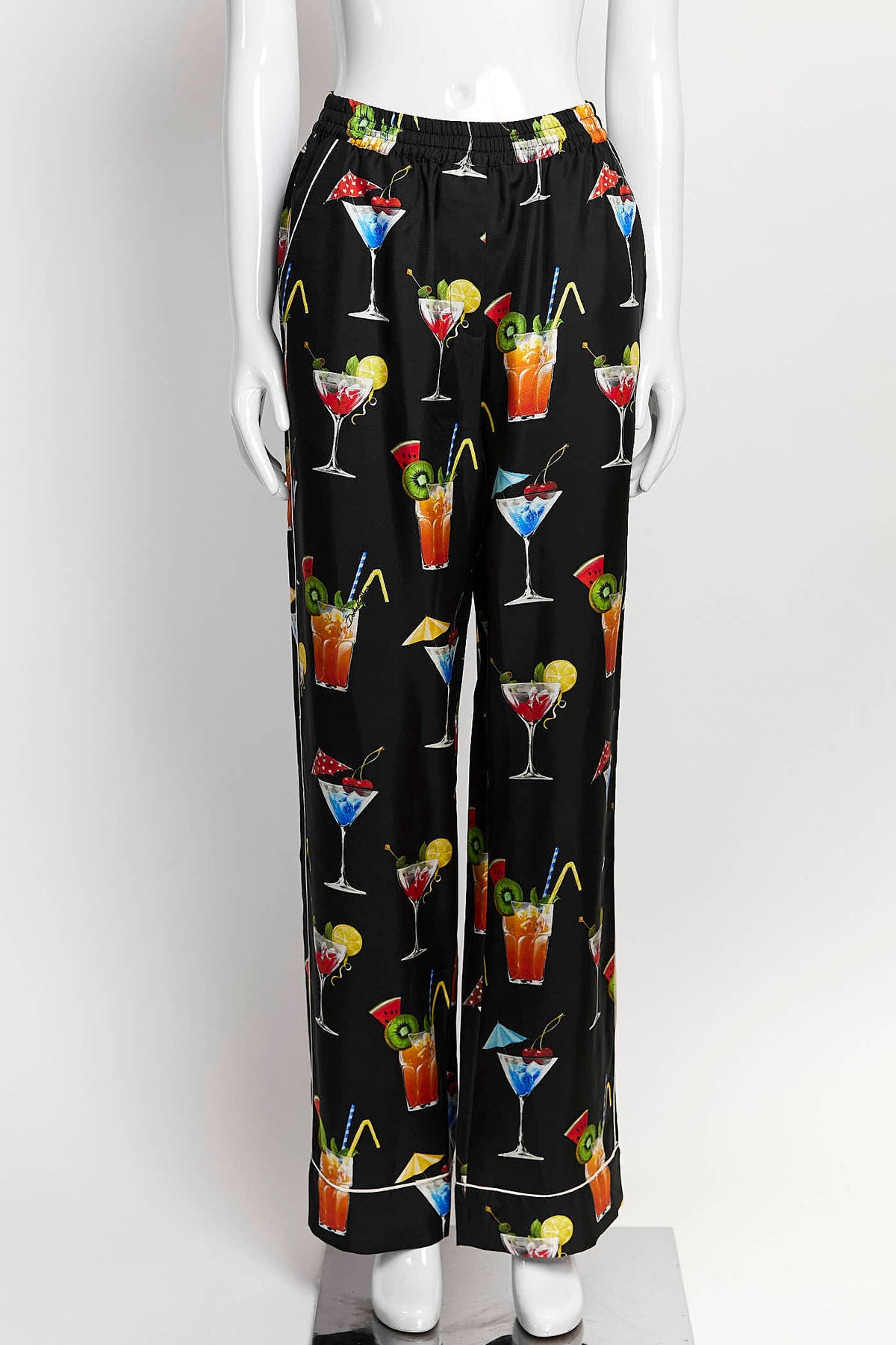Dolce & Gabbana Black Cocktail-print Set Blouse and Pant 38