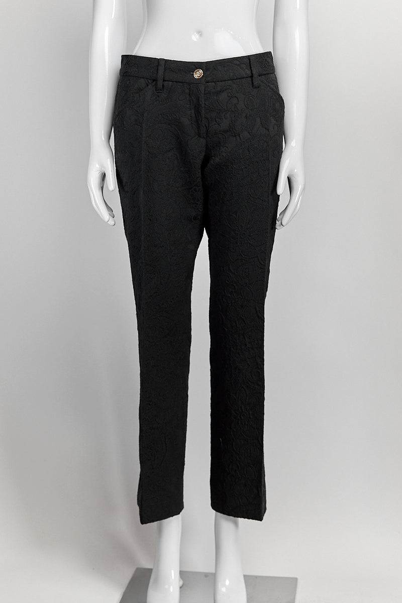 Dolce & Gabbana Black Embroidered Trouser IT 36