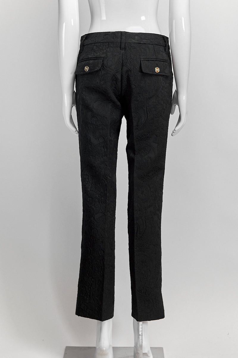 Dolce & Gabbana Black Embroidered Trouser IT 36