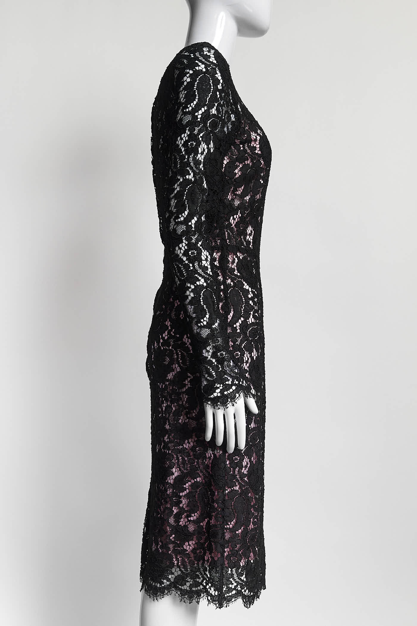 Dolce & Gabbana Black Lace with Pink Silp Dress 40
