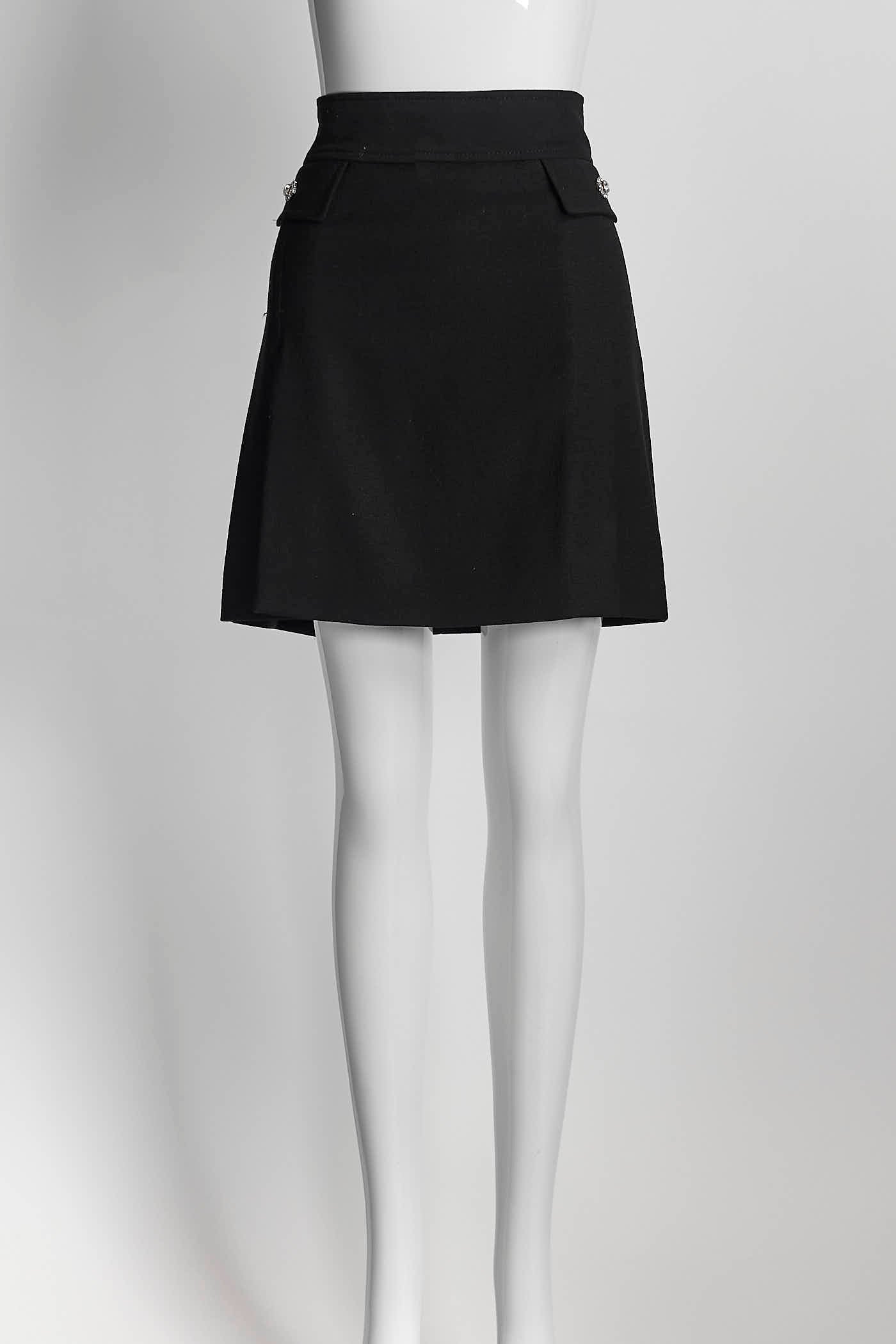 Dolce & Gabbana Black Mini Skirt with Crystal Buttons 40