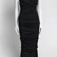 Dolce & Gabbana Black Ruched Mid-Length Dress 42