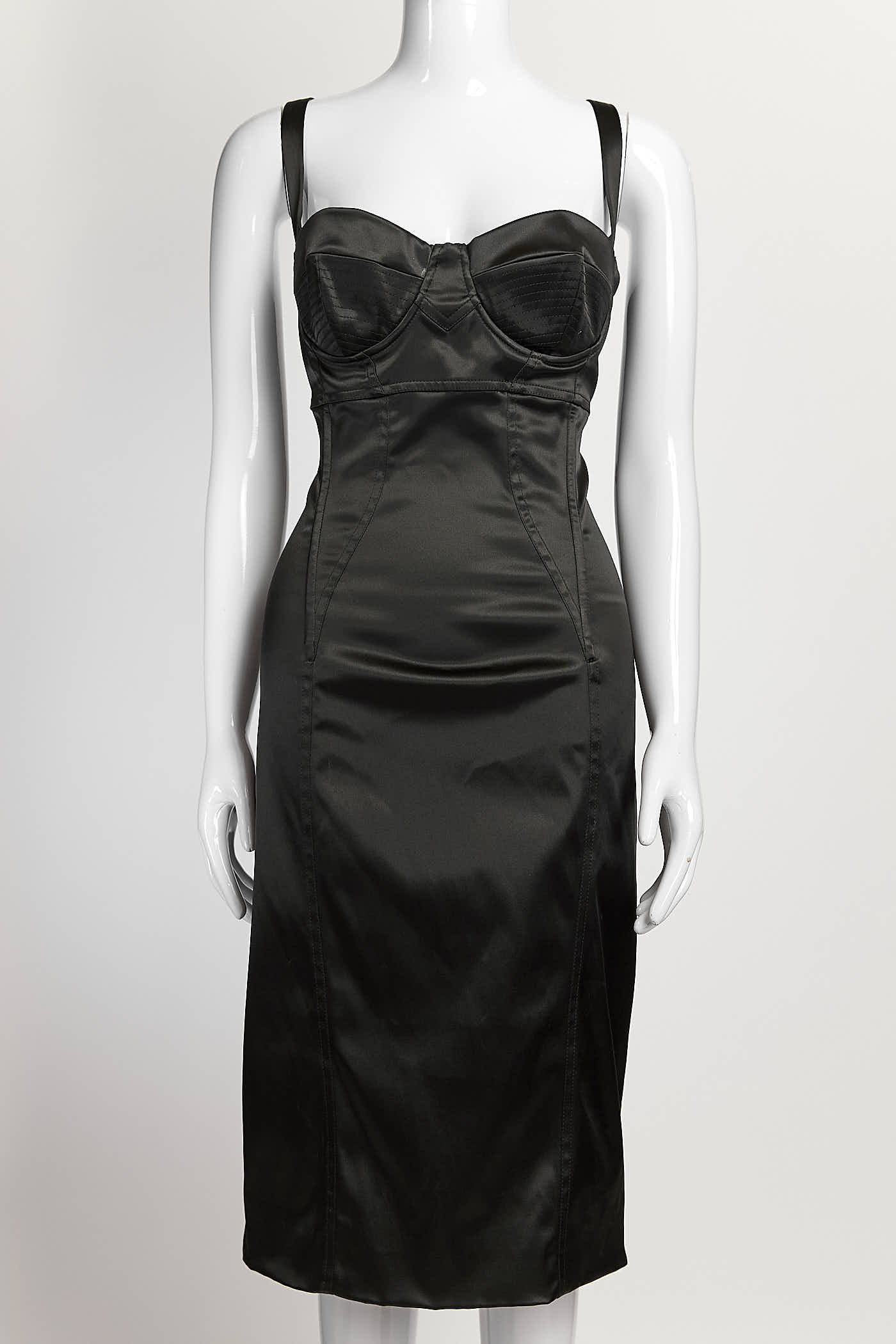 Dolce & Gabbana Black Satin calf-length corset Dress