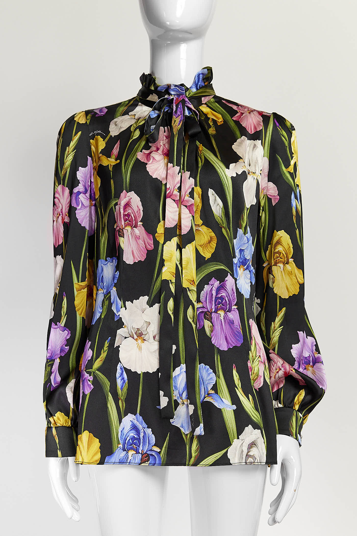 Dolce & Gabbana Black Silk Floral Print Blouse 42
