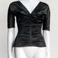 Dolce & Gabbana Black Silk V-Neck Ruched Top 40
