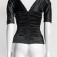 Dolce & Gabbana Black Silk V-Neck Ruched Top 40