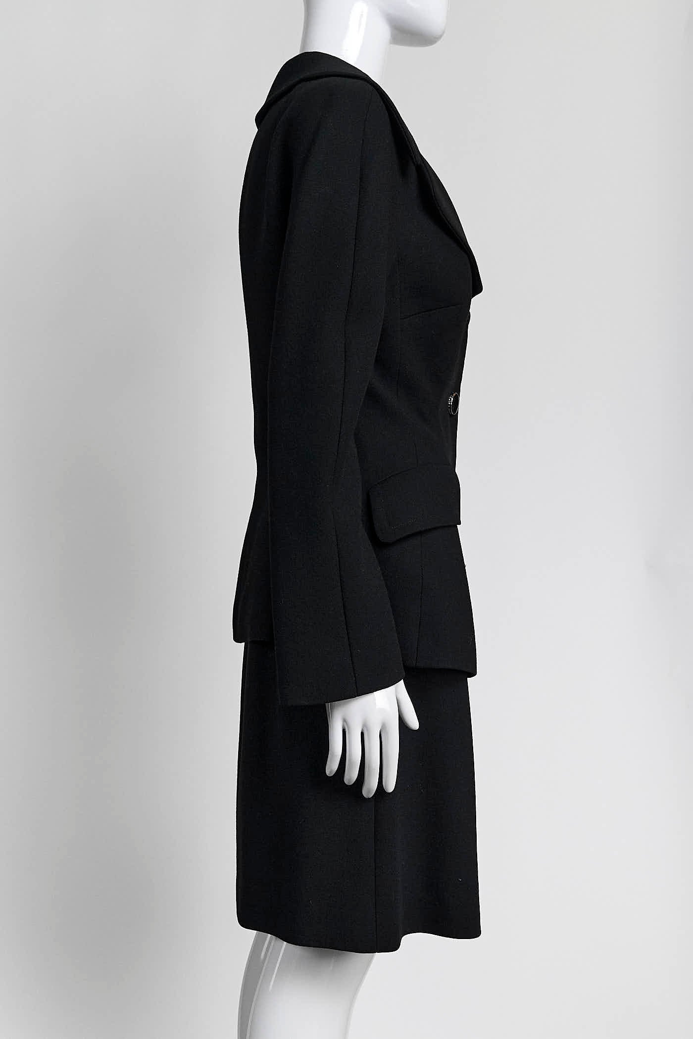 Dolce & Gabbana Black Skirt Suit with Silver Buttons 44